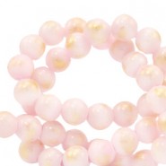 Jade natuursteen kralen 6mm Soft pink-gold